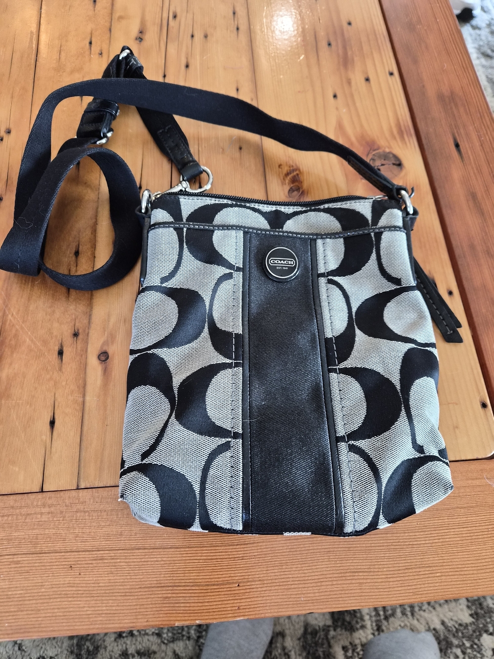 Coach Black & Gray Signature Crossbody Bag